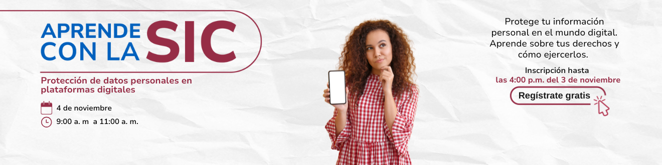 Imagen que invita a inscribirse en la jornada de Protección de datos personales en plataformas digitales del 4 de noviembre