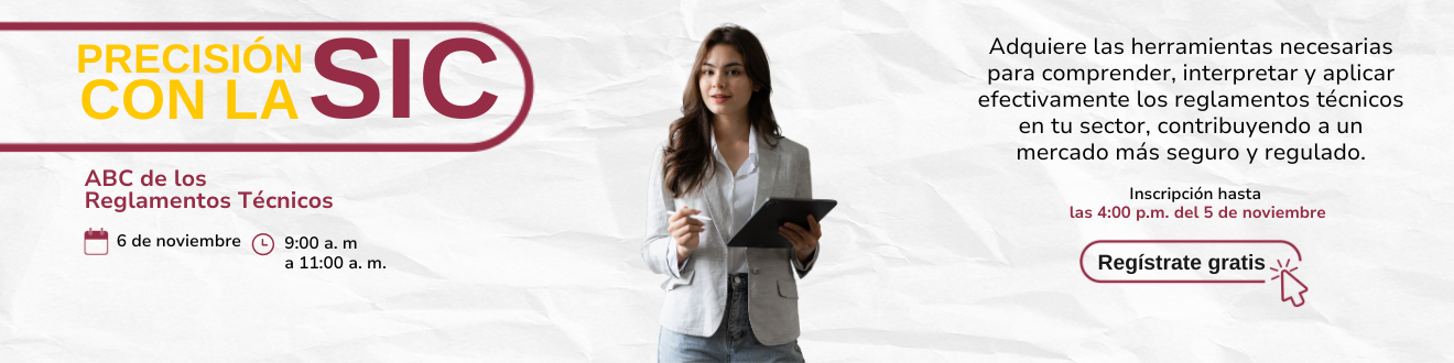 Imagen que presenta invita a la jornada de precisión con la SIC del 6 de noviembre con plazo de inscripción al 5 de noviembre