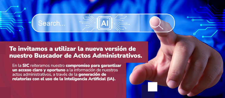 Poster que anuncia la nueva versión de su Buscador de Actos Administrativos con Inteligencia Artificial (IA).