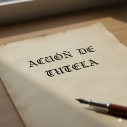 Hoja Blanca con un texto que dice ¨Acción de Tutela¨ y una pluma.