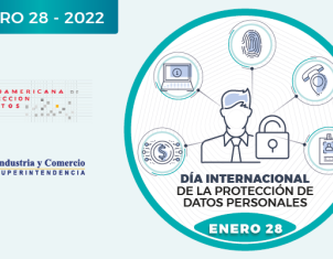 tiene la fecha de enero 28 -2022, contiene el logo de la sic, contiene un un humano rodeado por varios elementos relacionados con datos personales 