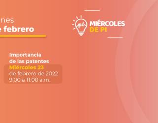 Los tres cursos de miércoles de PI se llevarán a cabo de 9 a.m a 11 a.m. 1. Importancia de la propiedad industrial. 2. Importancia de las marcas. 3. Importancia de las patentes.