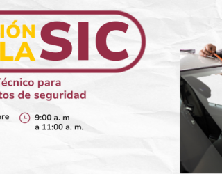 Anuncio de de la SIC sobre el "Reglamento Técnico para acristalamientos de seguridad" para el 18 de septiembre, con la foto de un hombre trabajando en un auto.