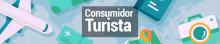 Banner con elementos de viaje y e título Consumidor turista